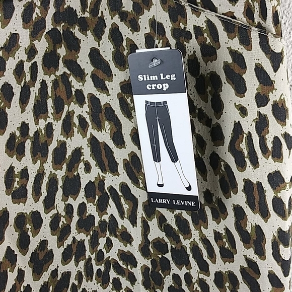 Larry Levine Natural Leopard Print Mid Rise Cuff Hem Slim Leg Cropped Pant - Picture 4 of 15